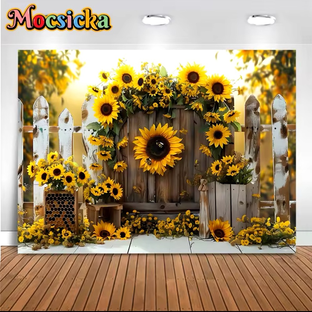Vinyl Sunflowers background size 10x7 ft